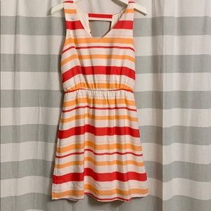 Pink, orange and white striped dress